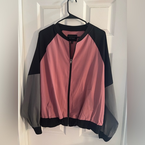 Torrid LoveSick Color Block Bomber - Stretch Woven Mauve Wash Size 2 - Picture 7 of 9